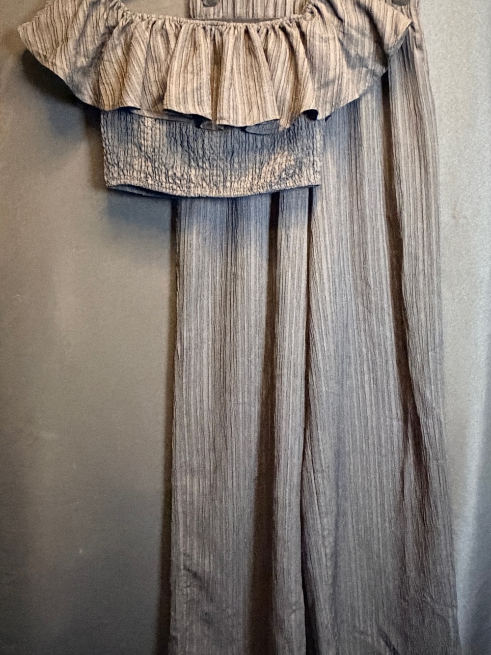 SHEIN Taupe Wide-Leg Off-Shoulder Jumpsuit